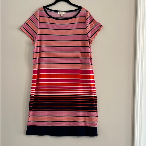 Michael Kors Women’s Plus Size Striped Pink and Red Midi Dress Size 1X - Picture 1 of 9